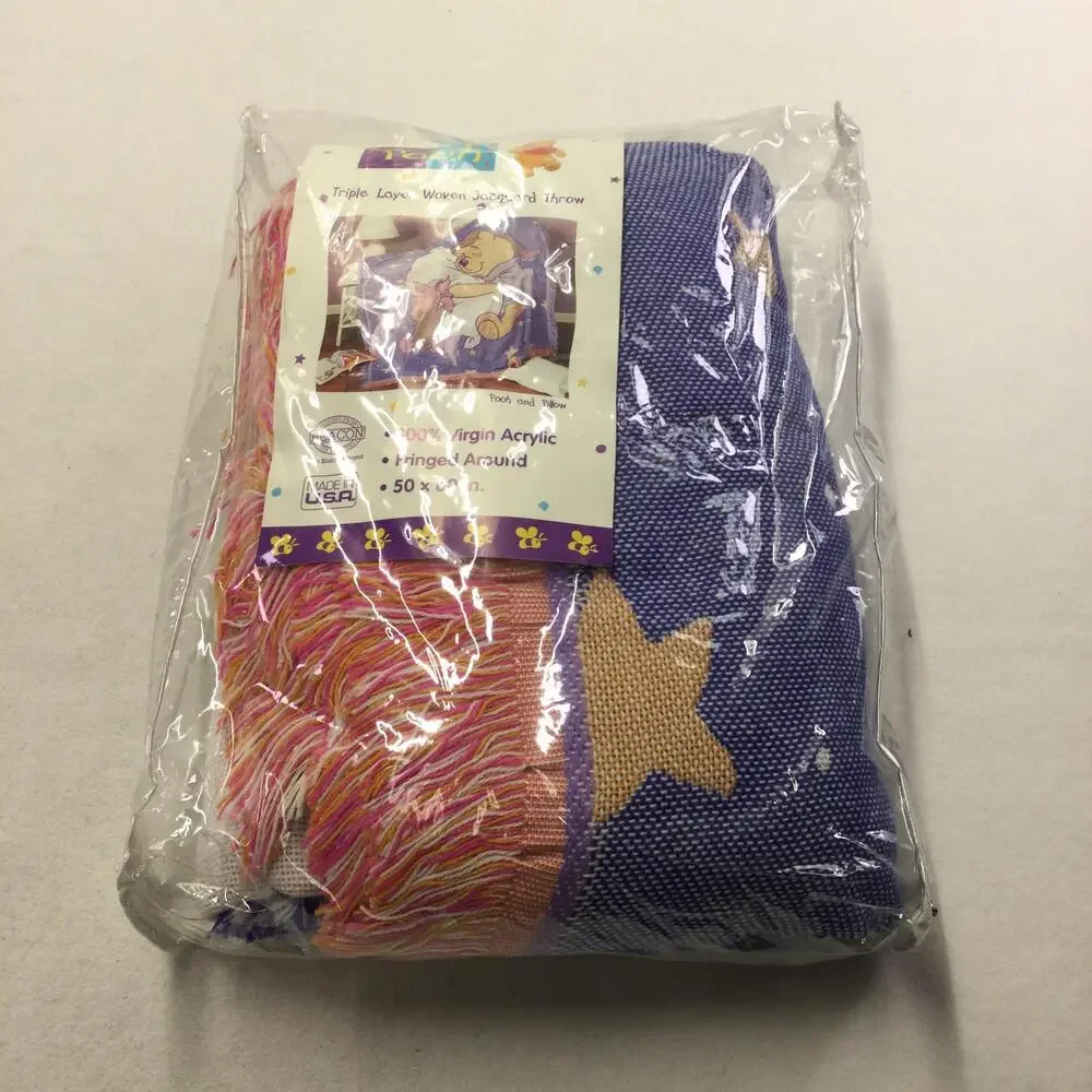 Beacon Winnie Pooh Piglet Multicolor 50x60 Throw Blanket Disney Fringe USA